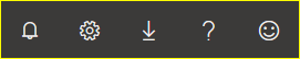 Captura de ecrã a mostrar serviço Power BI a mostrar os botões do ícone.
