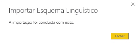 Captura de ecrã do diálogo de importação bem-sucedido.