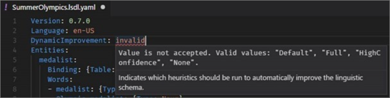 Captura de ecrã de um ficheiro .yaml de exemplo com erros.