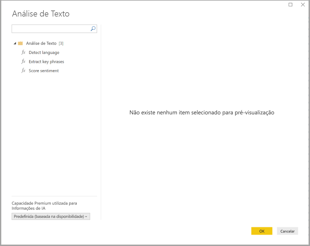 Screenshot of the Text analytics dialog box showing the Detect language function.