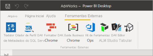 Screenshot of the external tools ribbon with the tool icons.