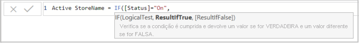 Captura de ecrã de On adicionado à fórmula.