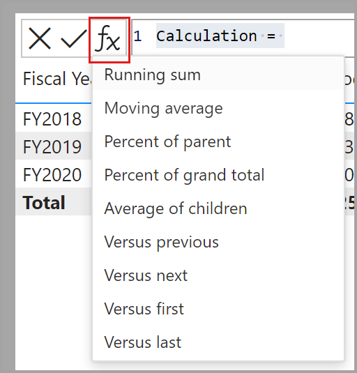 Captura de tela do uso de modelos para cálculos visuais.