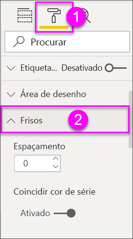 Screenshot that shows the formatting options for the ribbon chart visualization.