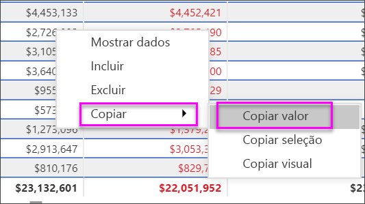 Screenshot that shows how to copy a cell value to use in other applications.