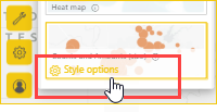 A captura de tela mostra como passar o mouse sobre o painel para exibir o link Opções de estilo.