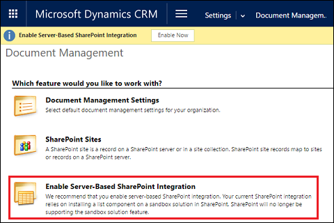 Ativar Integração do SharePoint Ativar a Integração com o SharePoint.
