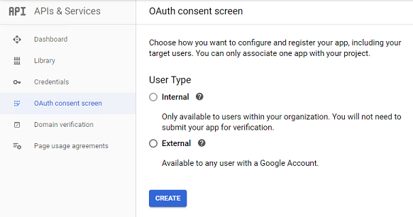 OAuth tela de consentimento Captura de ecrã do ecrã de OAuth consentimento.