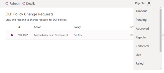 Captura de ecrã a mostrar as opções de filtro para visualizar a lista de pedidos.