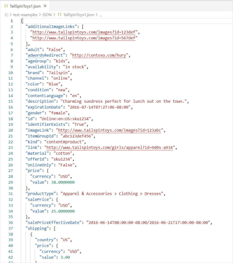 Imagem do conteúdo de um arquivo JSON com dados aninhados.