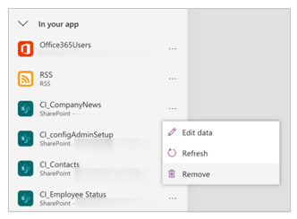 Remover origens de dados.