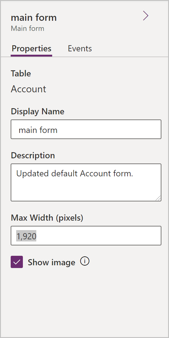 Propriedades disponíveis para configurar um formulário Propriedades disponíveis para configurar um formulário