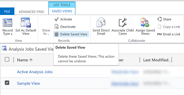 Eliminar uma vista guardada Eliminar uma vista guardada.