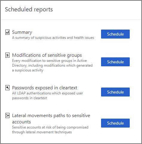 Relatórios de agendamento.