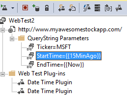 Captura de ecrã a mostrar o Plug-in Adicionar Teste Web.