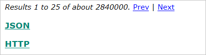 Resultados não processados de JSON e HTTP