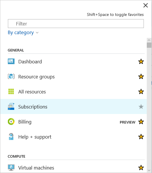 Menu de subscrição