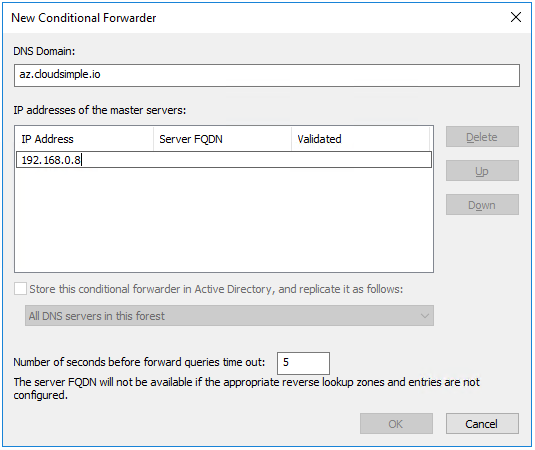 Encaminhador condicional 1 DNS do Windows