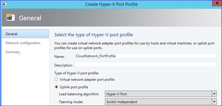 Create port profile
