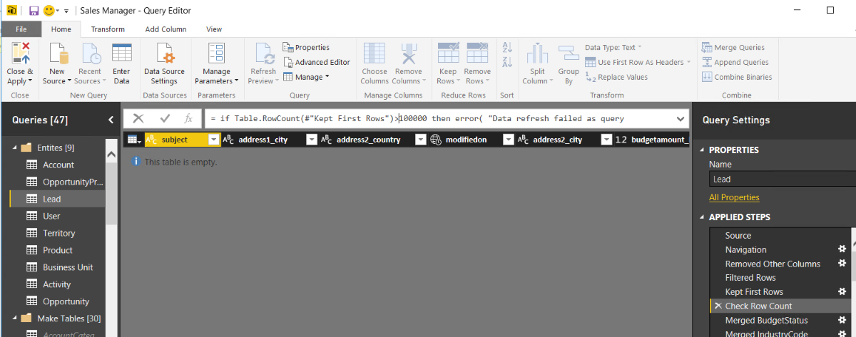 Increase row count value Increase row count value