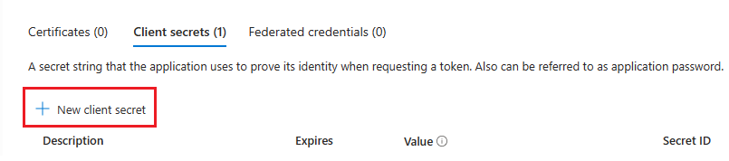 A captura de tela mostra a seleção do novo segredo do cliente.
