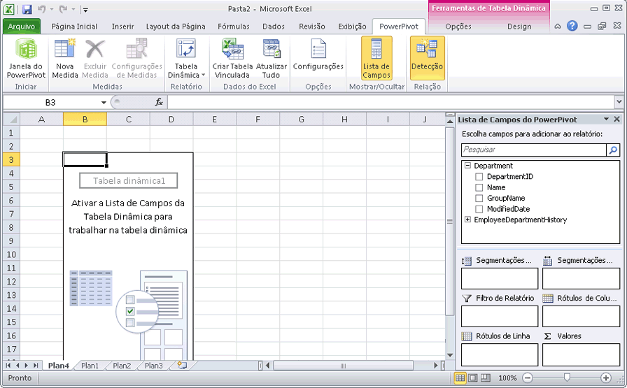 Guia do PowerPivot no Excel com texto explicativo