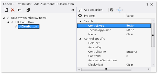 Propriedades de teste UI codificadas