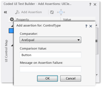 Asserções de teste UI codificadas