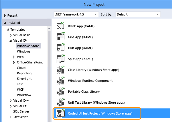 Novo projeto de interface do usuário tet codificado (aplicativos da Windows Store)