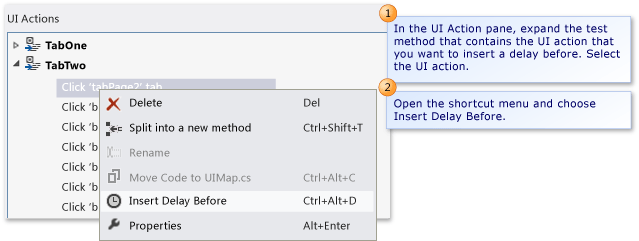 CodedUIDelay Insert delay before a UI action