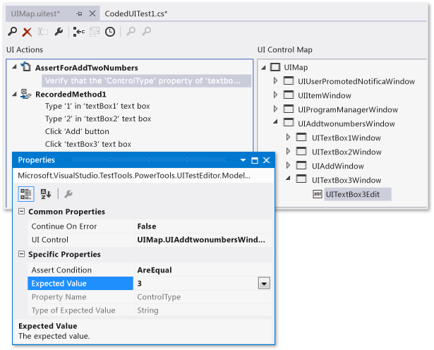 CUIT_Editor_assert Edit assert using Coded UI Test Editor