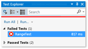 The RangeTest fails