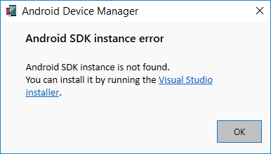 Erro de instância do SDK do Android