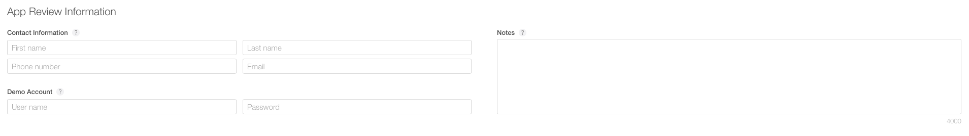 Editing App Review Information in iTunes Connect