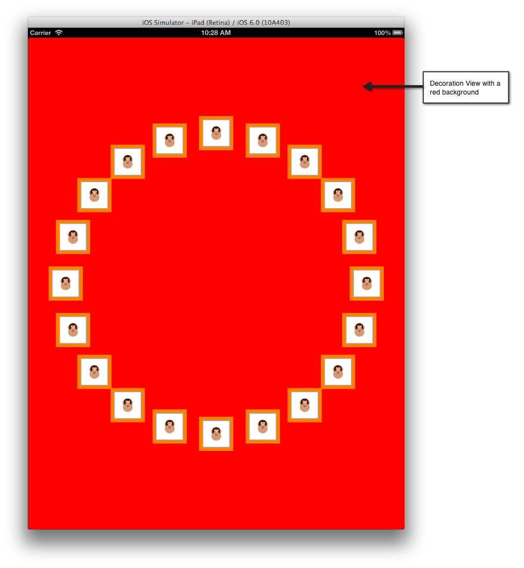 Vista da decoração com um fundo vermelho