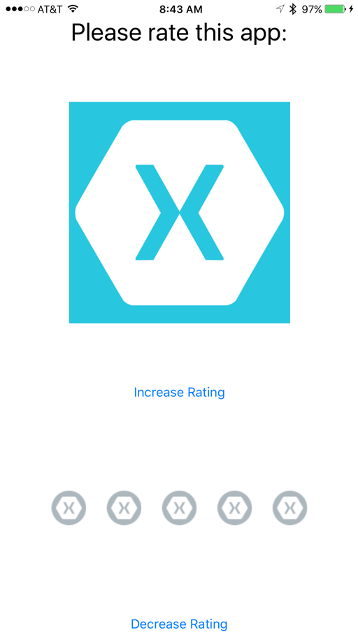 A execução do aplicativo de exemplo