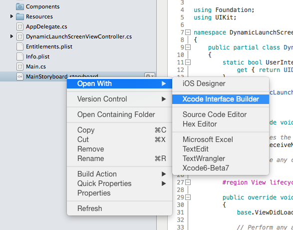 Abrir com o Xcode Interface Builder