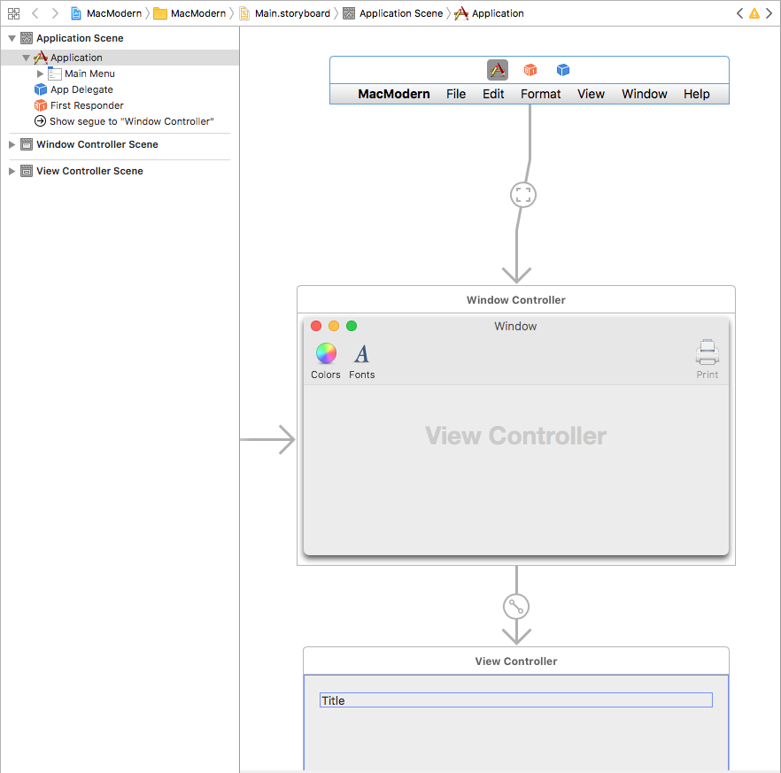 Editando a interface do usuário no Construtor de Interfaces do Xcode