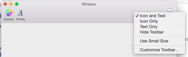 O menu contextual de uma barra de ferramentas O menu contextual de uma barra de ferramentas