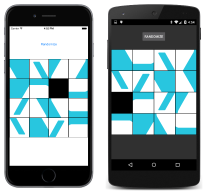 Jogo de quebra-cabeça Xuzzle Captura de tela tripla do Xamarin Xuzzle