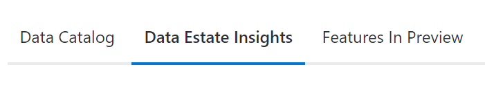 Captura de tela dos cabeçalhos da página de preços, mostrando o Data Estate Insights selecionado.