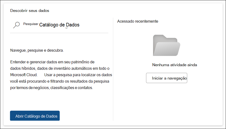 Portal do Microsoft Purview Descubra seus dados cartão.