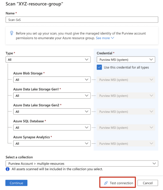 Captura de tela mostrando o controle deslizante de configuração da verificação, com o botão Testar Conexão realçado.