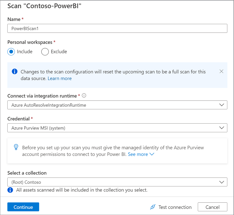 Imagem mostrando a configuração da verificação do Power BI.