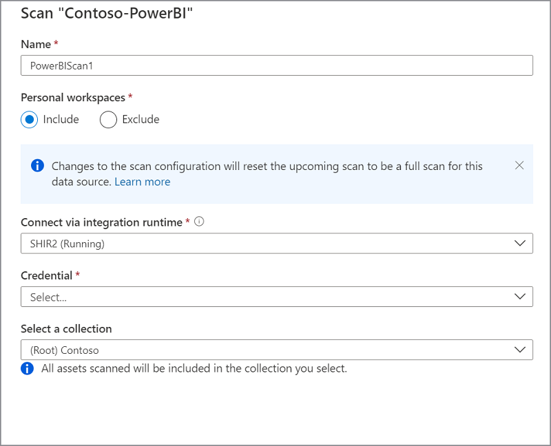 Imagem mostrando a configuração de verificação do Power BI usando SHIR para o mesmo locatário.