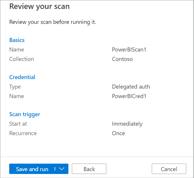 Captura de tela de Salvar e executar fonte do Power BI.