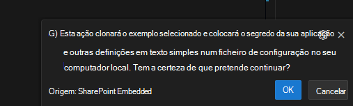 aviso de segredos de texto simples da aplicação de exemplo