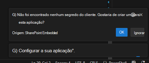 exemplo de aplicação a criar segredo do cliente