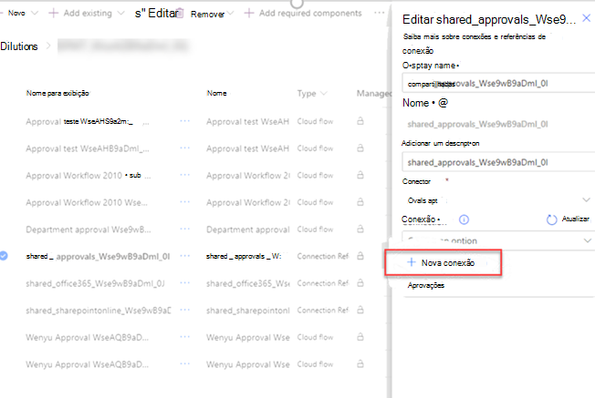 Selecione uma nova ligação de fluxo de trabalho.