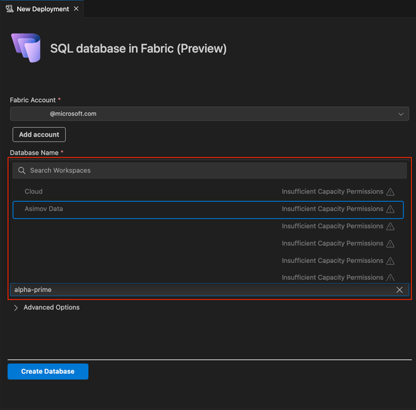 Captura de ecrã do menu de opções do espaço de trabalho mostrando espaços de trabalho desativados devido a restrições de capacidade.